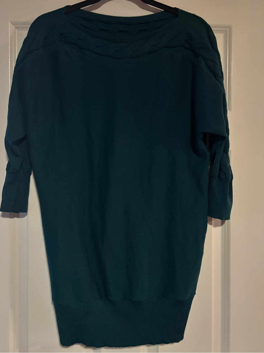 Y2K The Limited Teal Sweater Dress with Cable Knit Trim, size Small